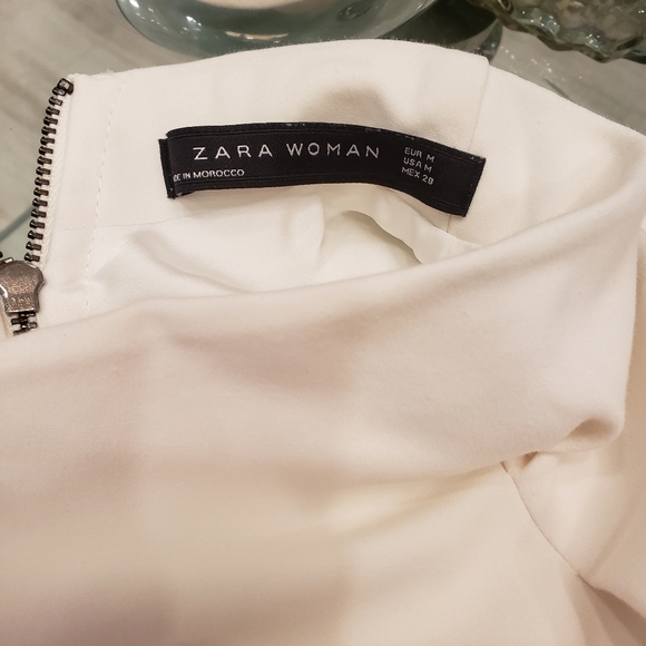 FLASH SALE NWOT - Zara asymmetric neck A-line skater dress in off white. - Picture 5 of 11